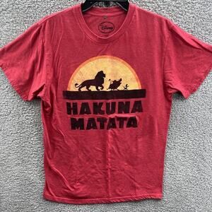 Disney The Lion King T-Shirt Men's Large Hakuna Matata Red Short Sleeve L